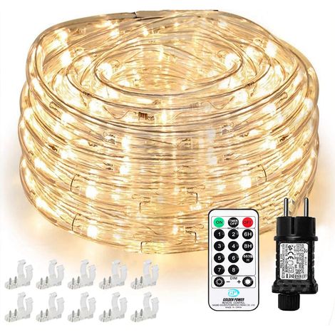 Tube lumineux à LED de 10 m 240 LED IP65 étanche, guirlande lumineuse alimentée par courant avec prise européenne de 7,2 W pour intérieur et extérieur, fête, mariage, décoration - Blanc chaud (1/5)
