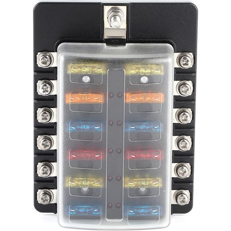 12-fach Sicherungskasten mit Flachsicherungen, LED-Anzeige und wasserdichter Abdeckung für Auto, Boot, Bus und Yacht (1/5)