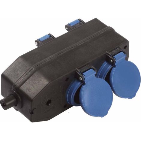 as Schwabe 4fachVerteilersteckdose schwarz/blau mit KlappdeckelIP 44 60600