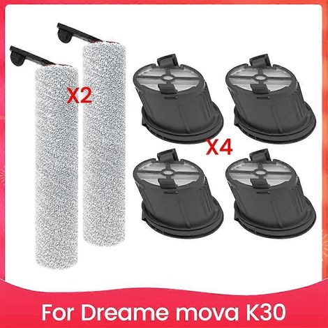 Pièces compatibles avec l'aspirateur-autolaveuse Dreame MOVA K30 : 2 brosses rotatives + 4 filtres HEPA (1/5)