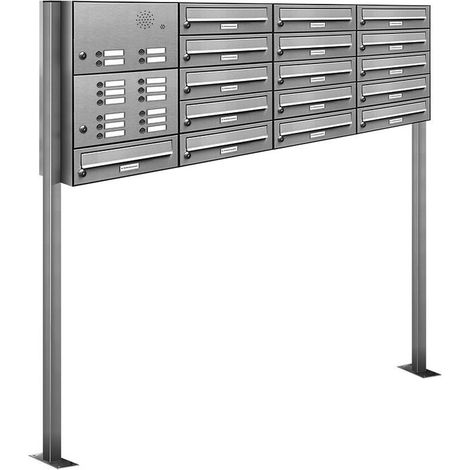 16er Edelstahl Briefkasten Standanlage Freistehend mit Klingel (1/5)