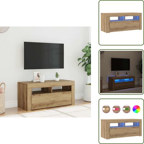 Meuble TV avec lumières LED chêne artisanal bois d'ingénierie - Meuble TV - Meubles TV - Support TV - Meuble Hifi (1/5)