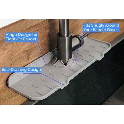 Protection anti-éclaboussures pour robinet de cuisine/évier, tapis récupérateur d'eau en silicone, coussinet d'égouttage à placer derrière le robinet pour cuisine et salle de bain (1/5)