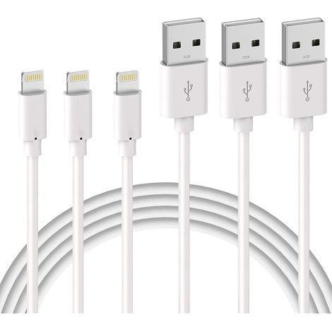 Lot de 3 Câble de Chargeur iPhone 1M, Fil USB A-Lightning Portable (1/5)