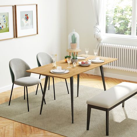 Table à manger extensible, table de cuisine avec pieds en acier massif DaGou, table extensible pour 6 à 8 personnes