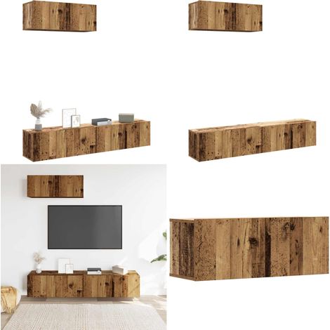 vidaXL Ensemble de meuble TV mural 3 pcs vieux bois bois d'ingénierie (1/5)