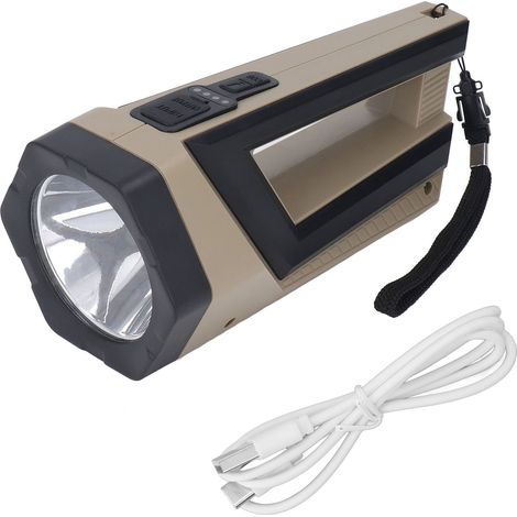 Lampe torche LED haute puissance portable, affichage de puissance, sortie chargeur téléphone, lumière COB rouge d'avertissement, rechargeable (1/5)