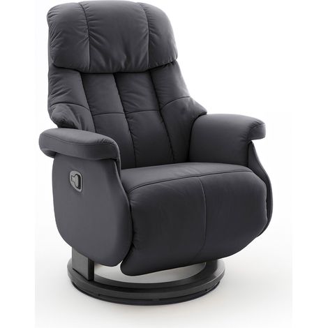 Fauteuil de relaxation par pression en cuir noir - LUMOS