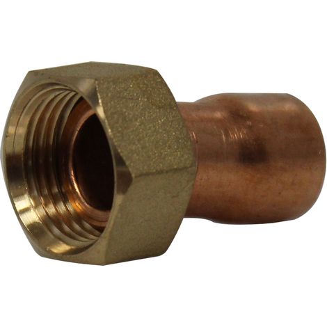 Raccord cuivre droit 2 pièces FF écrou prisonnier – Ø12mm – Taraudage 3/8" – Applications eau potable et chauffage – Hecapo (1/5)