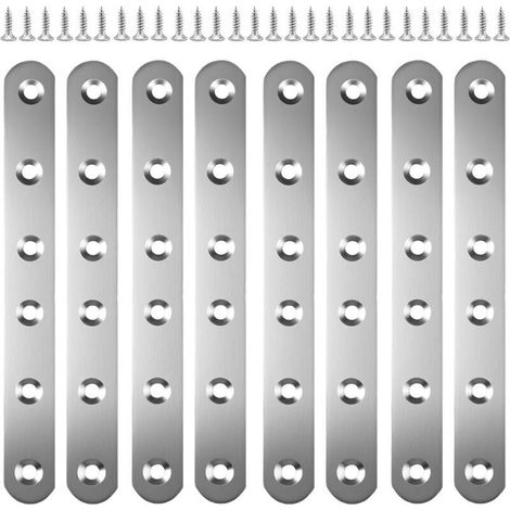 8 Pièces Patte d Assemblage Metal, 165mmx20 Connecteurs Plats en Acier Inoxydable Equerre Plate Inox avec Vis Assemblage Métallique pour Réparer Meubles En Bois, Armoires, Chaises, Tables