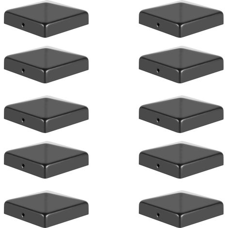 Wolketon 10x Tapa para poste 91x91mm Negra, forma pirámide, cubierta de hierro para postes de madera y vallas de jardín (1/5)