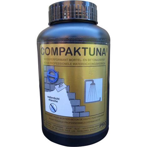 Compaktuna Pro adjuvant liquide hydrofuge pour mortier et béton – Résine d’accrochage – 1 L