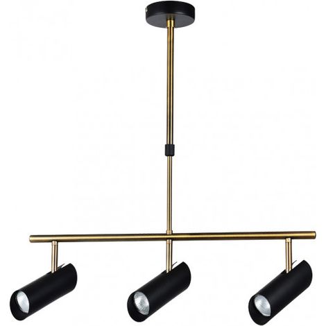 lampada marrakech 3xgu10 nero/pelle regx56x10 cm regolabile