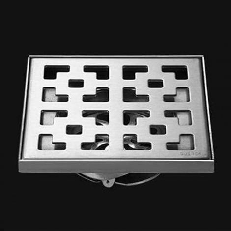 Drain de sol rétro 20x20cm en acier inoxydable brossé, grille de fenêtre grand débit (1/4)