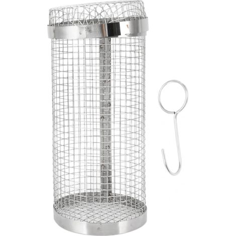 Panier à griller en acier inoxydable résistant à la chaleur et à la rouille, avec crochet, pour barbecue, camping et fêtes (20 cm). (1/5)