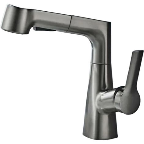 Robinet Cuisine Douchette, Mitigeur Cuisine avec Douchette, Robinetterie de Cuisine avec Douchette Extractible Rotatif à 360° Froid & Chaud Disponible, Gris