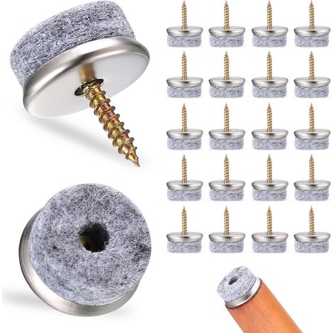 Lot de 40 patins en feutre à vis de 22 mm pour chaises avec clou rond pour chaise, carrelage, parquet, stratifié, feutre pour chaises, meubles, pieds de chaise (1/5)