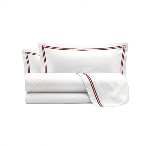 Set Lenzuola Sopra Sotto e Federe Matrimoniale Maxi 180x200 cm Linea Venere in Raso di Cotone Bordeaux (1/4)
