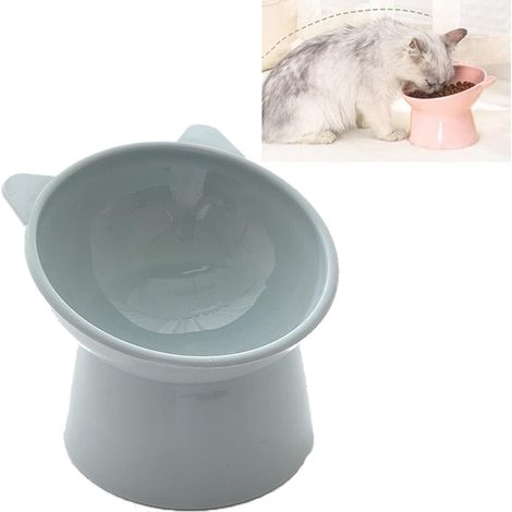 Gamelle ergonomique pour chat, gamelle surélevée inclinée à 45°, gamelle anti-déversement, gamelle surélevée sur pieds hauts, gamelle anti-vomissements pour chats d'intérieur (gris) (1/5)