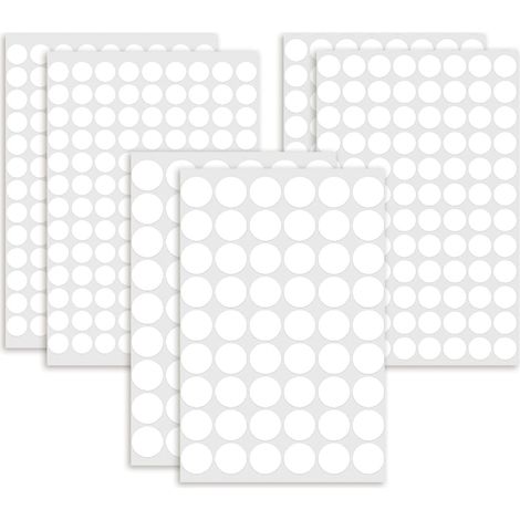 580 Pièces Scratch Autocollant Rond, Pastille Cache Vis Différentes Tailles 12mm 15mm 21mm Rotection Durable et Esthétique Tables Installation Rapide pour Décorations de Fête Bricolage Maison (Blanc) (1/5)