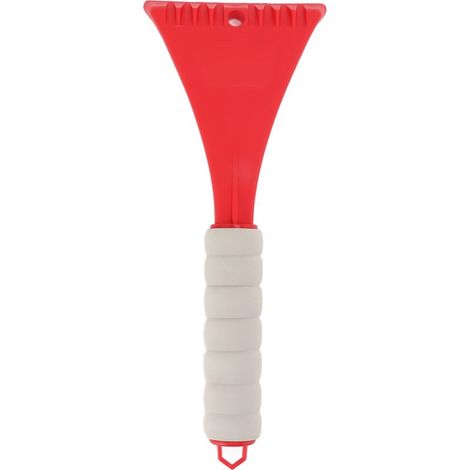 Pelle à glace pour pare-brise de voiture avec poignée ergonomique en EVA et coins arrondis. Grattoir à glace portable et sûr pour véhicules et usage extérieur. Rouge. (1/5)