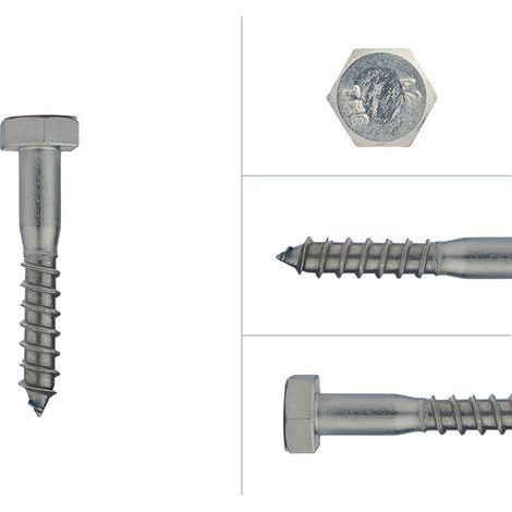 Tirefond inox M10 x 60 mm - Par 100 pièces (1/2)