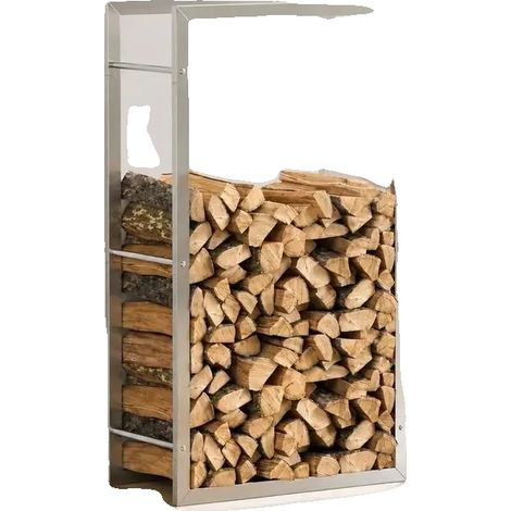 Range à bois, conception robuste, utilisation intérieure et extérieure, Argent (1/2)