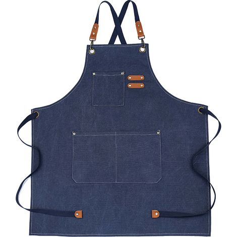 (Blaue) Cowboy-Schürze mit Taschen für Friseure, Maler, Gärtner, Haarstylisten für Damen und Herren