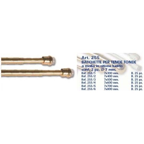 Coppia Bacchette Bastoni per tende ottone 50 cm x 7 mm (1/2)