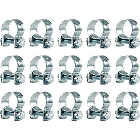 Pinces de tuyau 50pcs Pinces de tuyau Pince de réparation de tuyaux en acier Mini pinces de ligne de carburant d'essence Parfait pour fixer les tuyaux de petit diamètre Fer galvanisé, 13-15mm