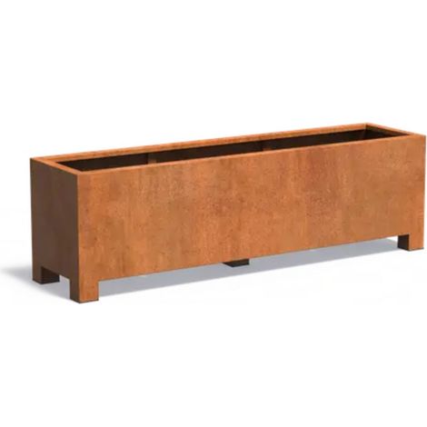 Adezz Pflanzgefäß Carrez mit Füßen aus Corten-Stahl Pflanzkübel Größe 200x50x60 cm (1/2)