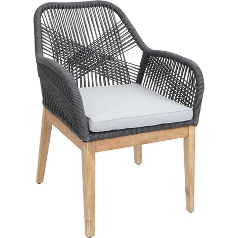chaise de jardin HWC-H56b, fauteuil Outdoor chaise, résistant aux intempéries corde tressé (1/2)