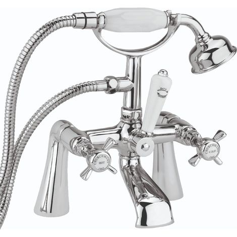 Sagittarius Churchmans Bath Shower Mixer Tap with Shower Kit Pillar Mounted - Chrome (1/2)