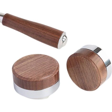 Tasseur à café 58,5 mm, outil de distribution de café, couvercle en noyer, niveleur pour expresso, compatible avec les porte-filtres à expresso (1/5)