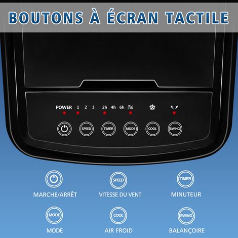 Ventilateur combiné 29x26x56cm, ventilateur tour mobile 65W, réservoir 4L, refroidisseur d'air, minuterie 12H, prend en charge la télécommande (1/2)