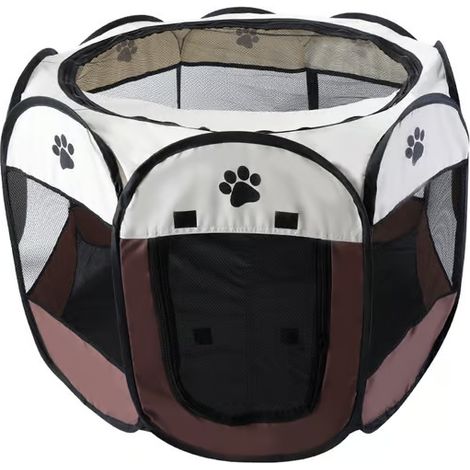 LYERCW - Tente pliable et portable pour chats et chiens, abri de voyage extérieur, cage facile à utiliser, grand parc pour chats et chiens blanc 73x73x43 (1/5)