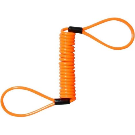 Verrouillage Disque de Securite Alarme Anti Thief Moto Disque de Frein de Roue Sac Rappel Ressort Câble 1.2m, Orange (1/4)