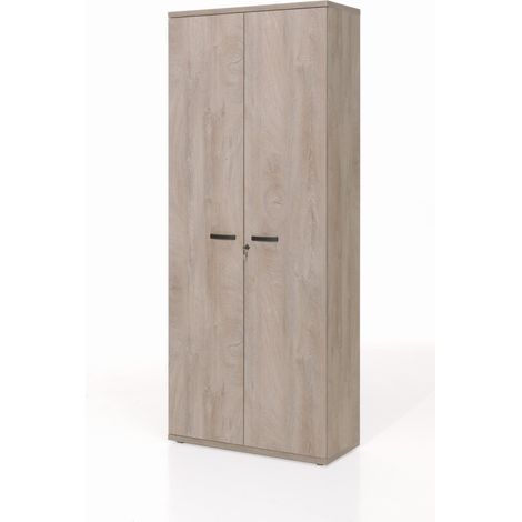 Robuster Büroschrank - Möbel mit 2 Türen und Regalen in roher Eichenoptik. Kollektion YUKON