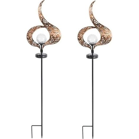 Lampe Solaire d'Extérieur pour Jardin, Boule de Verre Fissuré, Décoration Métallique Étanche, Paquet de 2 ODIPIE (1/4)