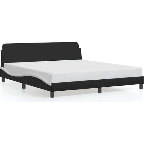 Lit Double - Lit Contemporain - Cadre de lit noir et blanc 180x200 cm similicuir fr30242 (1/5)