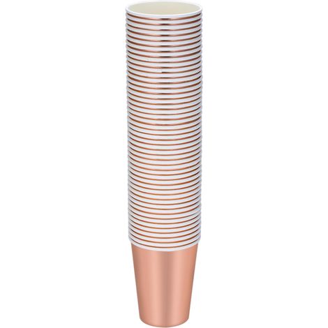 139-teiliges roségoldenes Pappgeschirr-Set: Pappbecher, Teller, Servietten, Stroh-Tischdecke, Papier-Popcornboxen – ideal für Geburtstags- und Hochzeitsfeiern