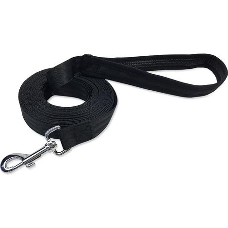 QAZQA Laisse pour Chien (10m Noir), Laisse de Dressage Chien avec Poignée Longe Chien Longue Sangle en Nylon Mains Libre pour Petits à Grands Chiens Animal de Compagnie Promenade Jogging (1/4)