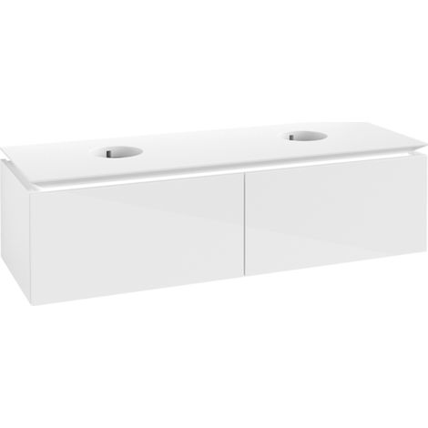 Meuble de rangement Legato B668 VB WTUS 1400x380x500mm 2 tiroirs pour 2 personnes Blanc brillant (1/2)