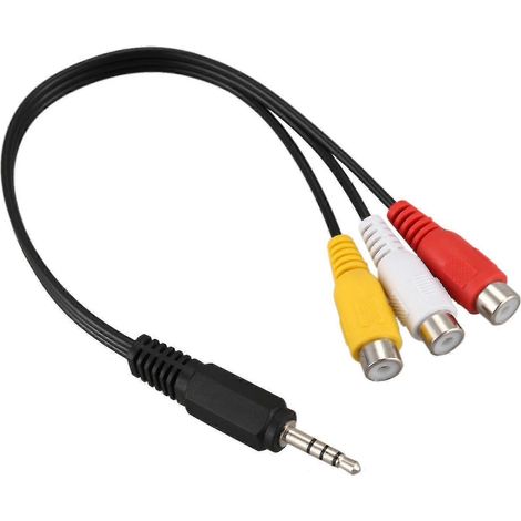 Câble audio-vidéo AV 22 cm avec prise jack 3,5 mm mâle vers 3 prises RCA femelles (Haoyi) (1/5)