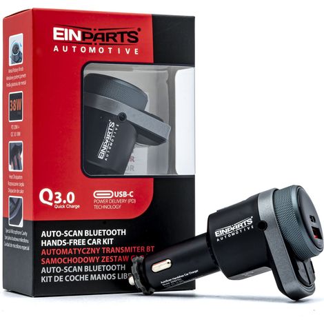 Trasmettitore FM Bluetooth con chiamata in vivavoce e caricabatterie QC 3.0 / PD 38W (1/5)