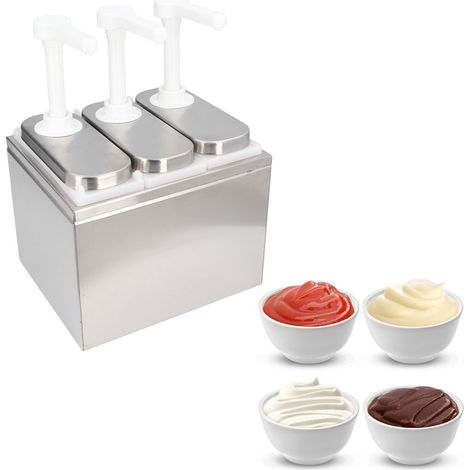 Pompe à sauce en plastique, distributeur de sauce, presse-sauce, pompe à jus, trois têtes, 1 L/tête (1/5)