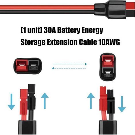 Rallonge pour panneaux solaires - Étanche Haute puissance - Centrale électrique - 10AWG 50A 0.5m (1/5)