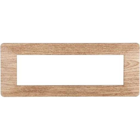 Plaque compatibles Vimar Plana 7 modules plastique couleur bois clair Ettroit EV83704