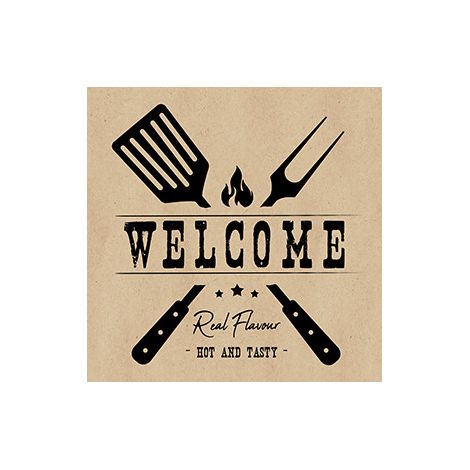 Servietten Grill Hot and Tasty natur 33 x 33 cm 20 Stück Servietten