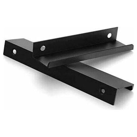 Lot de 2 poignées de meubles noires - Poignée invisible pour meubles de cuisine Profilé aluminium entraxe 150 mm avec vis (1/5)